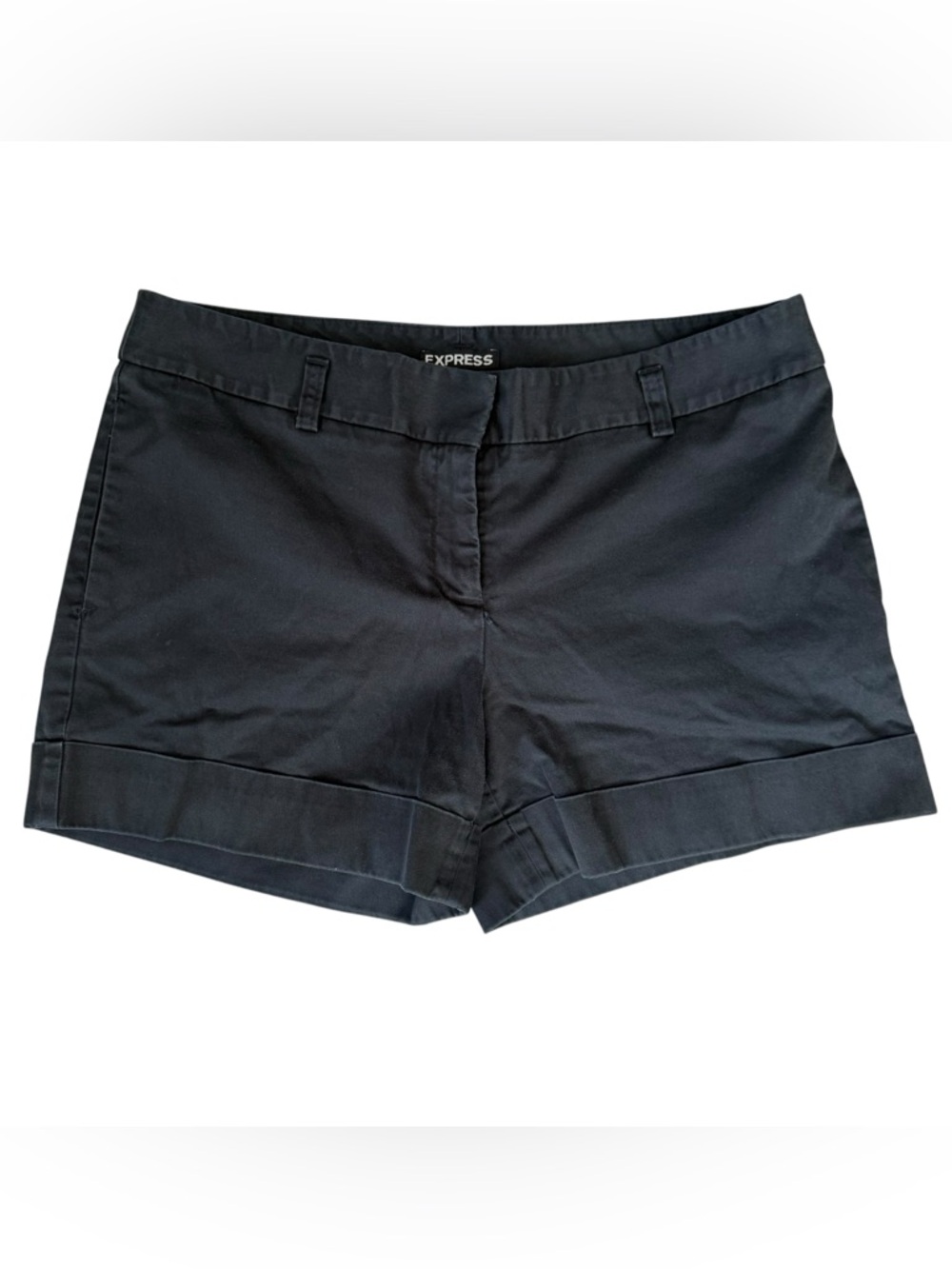 Express Black Cuffed Cotton Blend Shorts